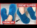 1 HOUR Crochet SLIPPERS in Bernat Yarn