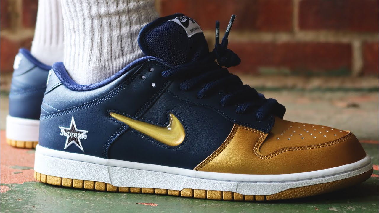 These SB Dunks are a Bargain! | Supreme x Nike SB Dunk Low ‘Jewel Swoosh’  (Blue / Gold) Review!