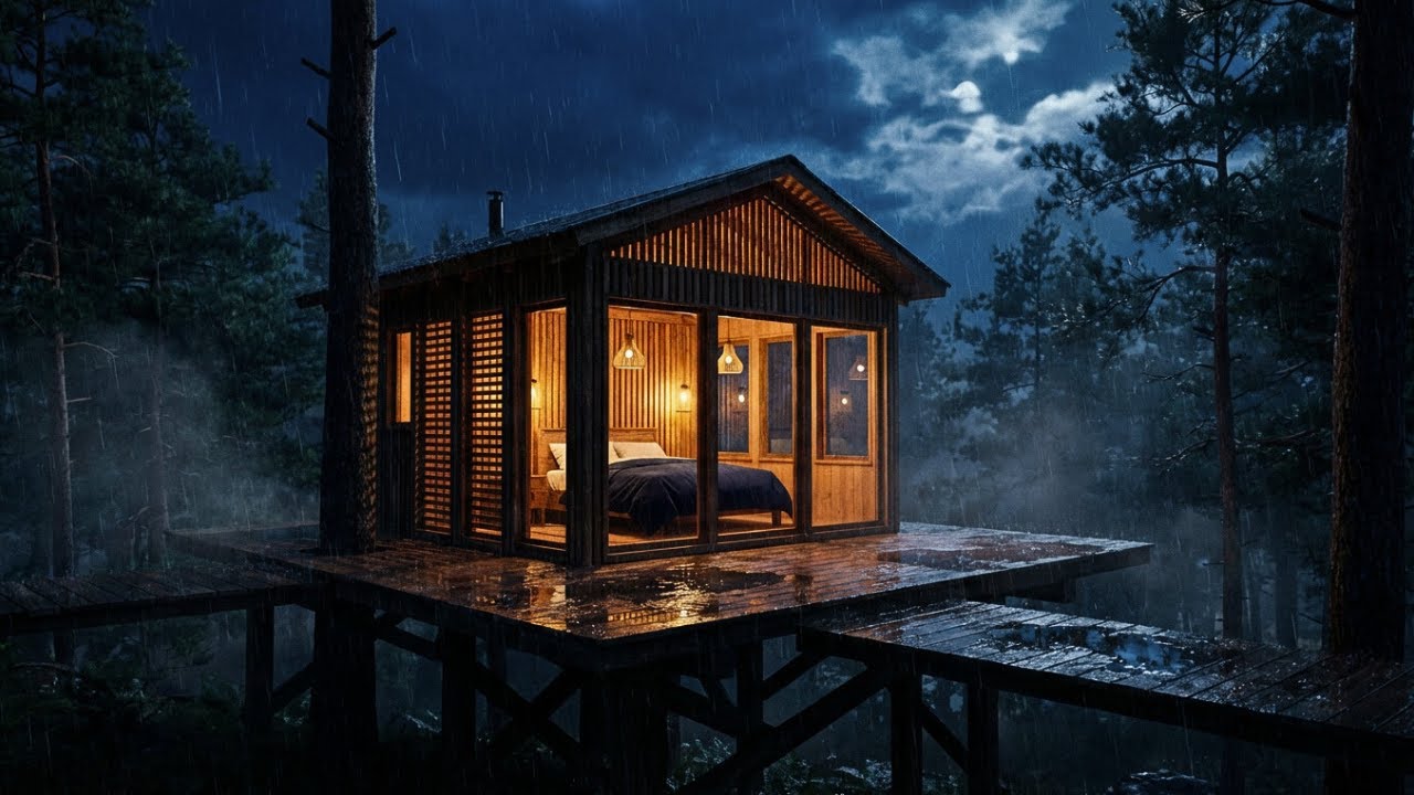 Gentle Rainy Night 🌙 Cozy Cabin Sleep Sounds for Deep Sleep Insomnia & Mental Recovery