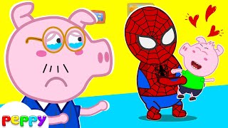Daddy Is Spider-Man - Peppy Pig and Funny Stories for Kids About Dad | Peppy Family Kids Cartoon