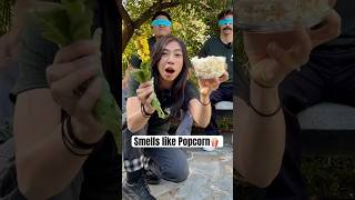 Guess which one smells like popcorn 🍿 #blindfold #challenge