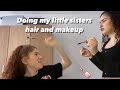 Doing my little sisters hair and makeup!