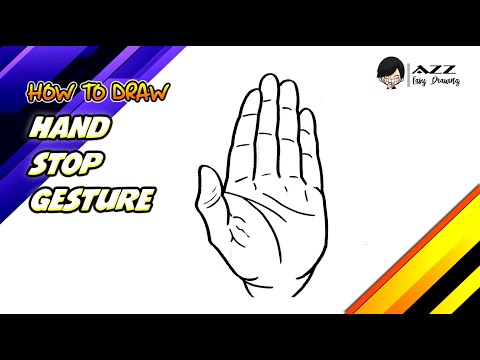 How to draw Hand Stop Gesture step by step