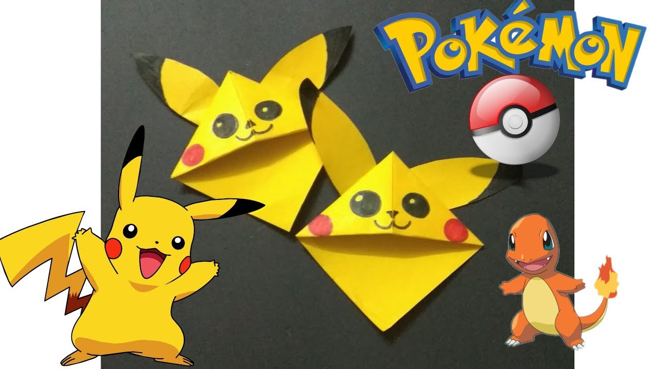 easy-pikachu-bookmark-corner-pokemon-origami-pap-er-crafts-youtube