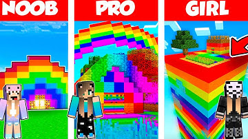 Minecraft Battle: RAINBOW SPECTRITE HOUSE BUILD CHALLENGE - NOOB vs PRO vs GIRL / Animation