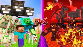 OVERWORLD BOSSES vs NETHER BOSSES - ALL OVERWORLD vs ALL NETHER MOBS - Minecraft mob Battle 1.19.2