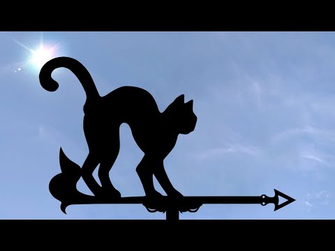 Флюгер Кіт, Кішка №2, флюгер на дах з металу 2 мм., відео 1