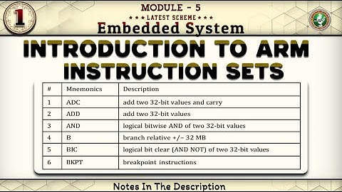 1 Introduction to ARM Instruction Sets Explained Module 5 6th Sem ECE 2022 Scheme VTU