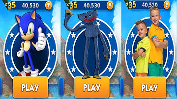 Sonic Dash vs Poppy Playtime Run vs Vlad and Niki Run - All Characters Unlocked Walkthrough