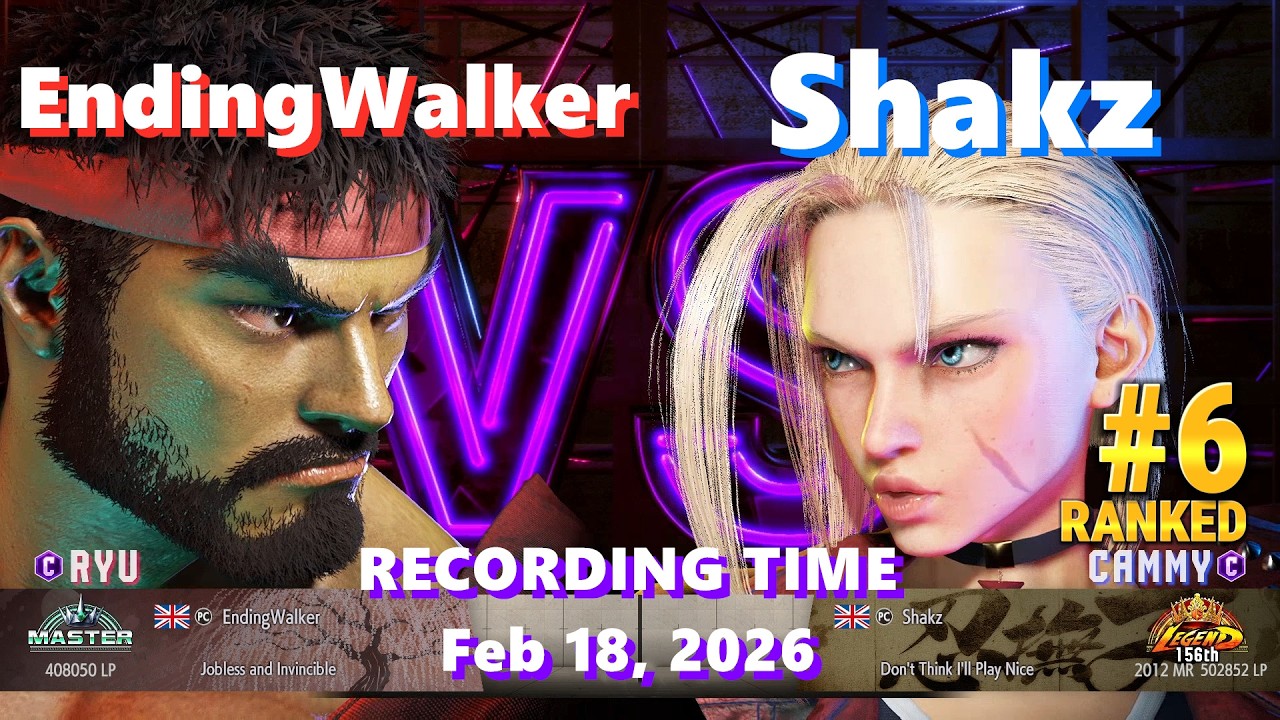 SF6⚡EndingWalker (Ryu) vs Shakz (#6 Ranked Cammy)⚡High Level Gameplay