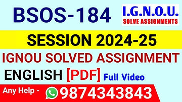 BSOS 184 Solved Assignment 2024-25 English, BSOS 184 Solved Assignment 24-25, BSOS-184 Assignment