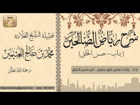  شرح رياض الصالحين باب حسن الخلق وإنك لعلى خلق عظيم البر حسن الخلق بن عثيمين