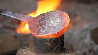 How to make a Ladle from rusty gas tank piece | blacksmith