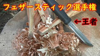 【ブッシュクラフトナイフ】フェザースティック