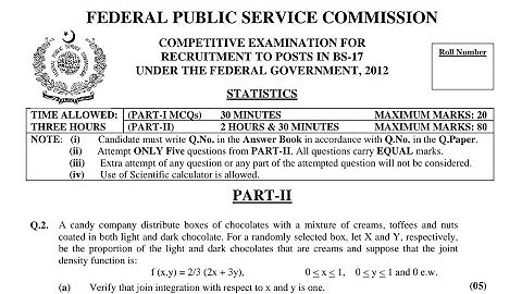CSS PAST PAPER - 2012 - STATISTICS - OPTIONALLY SUBJECT  (GROUP 2)