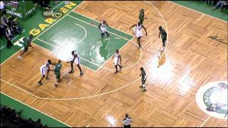Aerial view of the Celtics offense at work