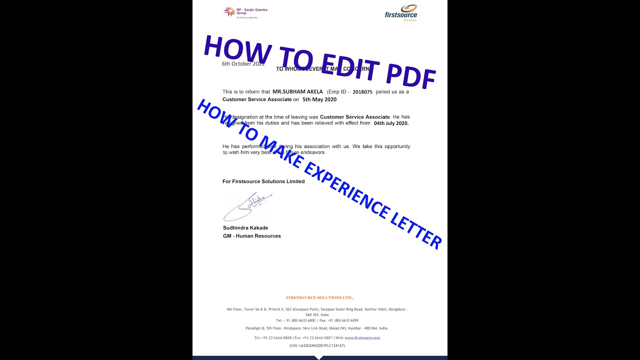 how to edit pdf files,How to create experience letter,how to edit pdf ...