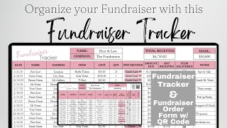 Celebrity Fundraiser Tracker Template for Tracking Donations - Fundraising School, Sports Nonprofit w/ QR Code Wealth