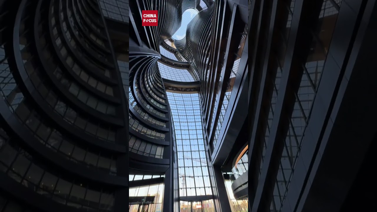 Ceiling of the business center has the texture of a science fiction movie