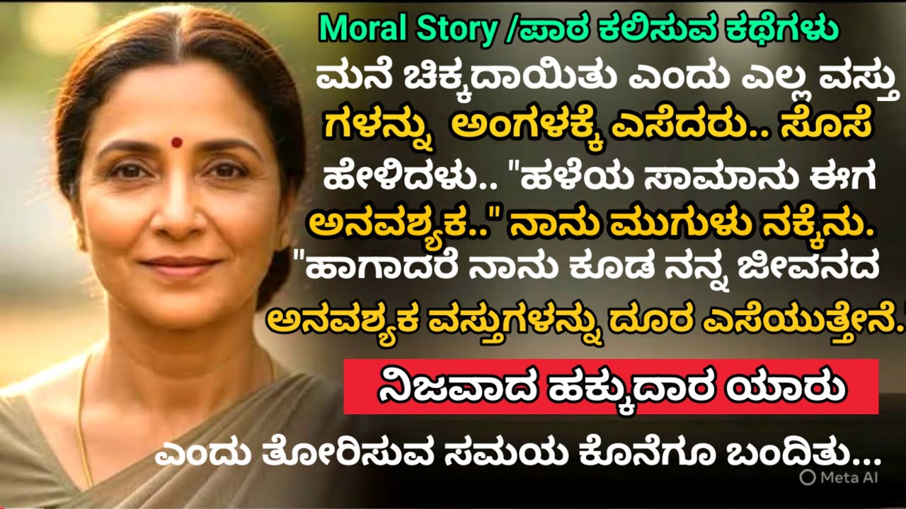 Moral / Educational Story | ನಾನು ಮನೆಗೆ ಬಂದಾಗ ನನ್ನ ಎಲ್ಲ ಸಾಮಾನುಗಳನ್ನು ಅಂಗಳಕ್ಕೆ  ಎಸೆಯಲಾಗಿತ್ತು. ಆಗ ಸೊಸೆ.