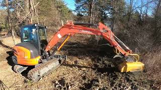 Forestry mulcher nearly eats a pile of wire!  #forestrymulching Kubota KX0404