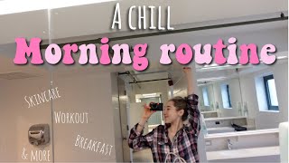 Relaxing morning routine // skincare/makeup, cooking, workout, & more