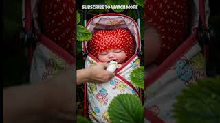Strawberry! The Moon Loves Babies Who Drink Milk 🌙🍓🥛😂 #funnyshorts #fruitcomedy #cutebabies #viral