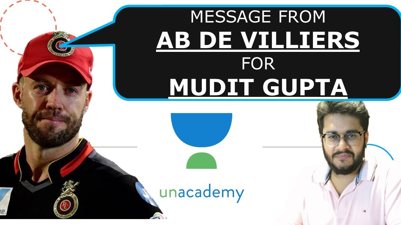 A Personal Message from AB De Villiers to Mudit Gupta for completing 4 years at Unacademy