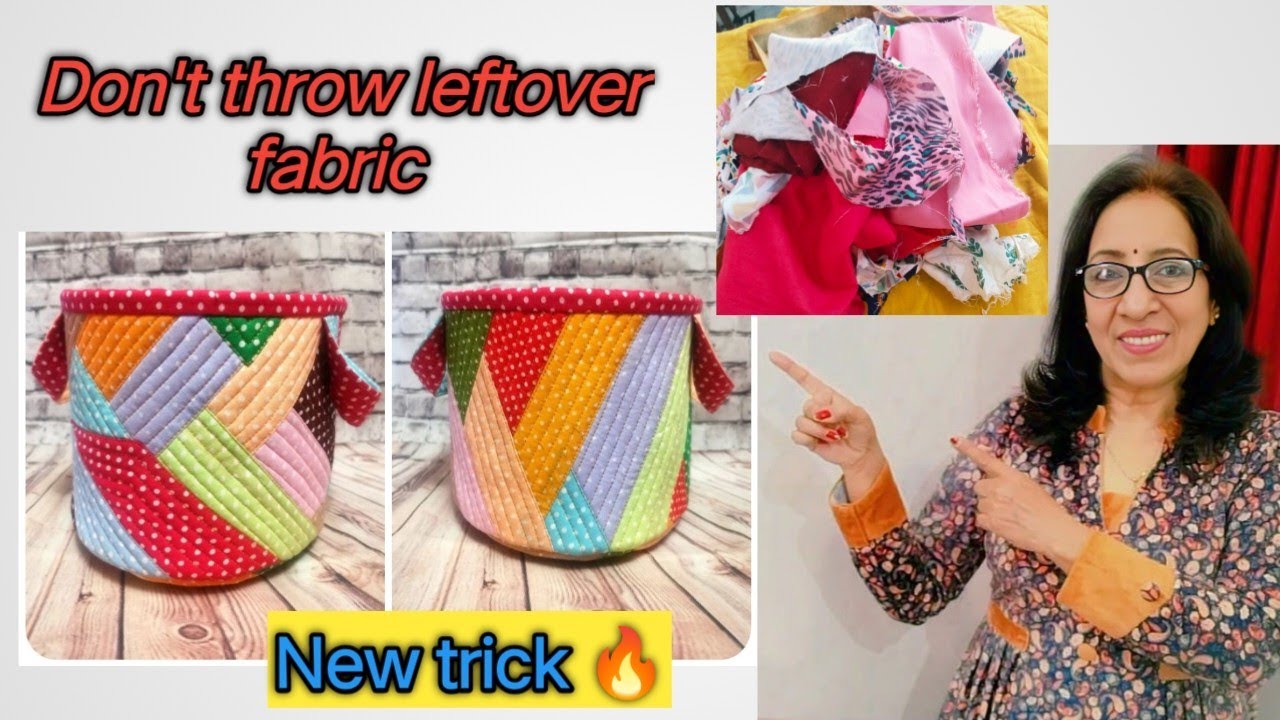 Suit से बची हुई कतरन का कमाल idea/leftover fabric se बनाएं सुंदर basket 🧺 handbags/designer bag 