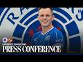 New Captain Lawrence Shankland speaks to the media