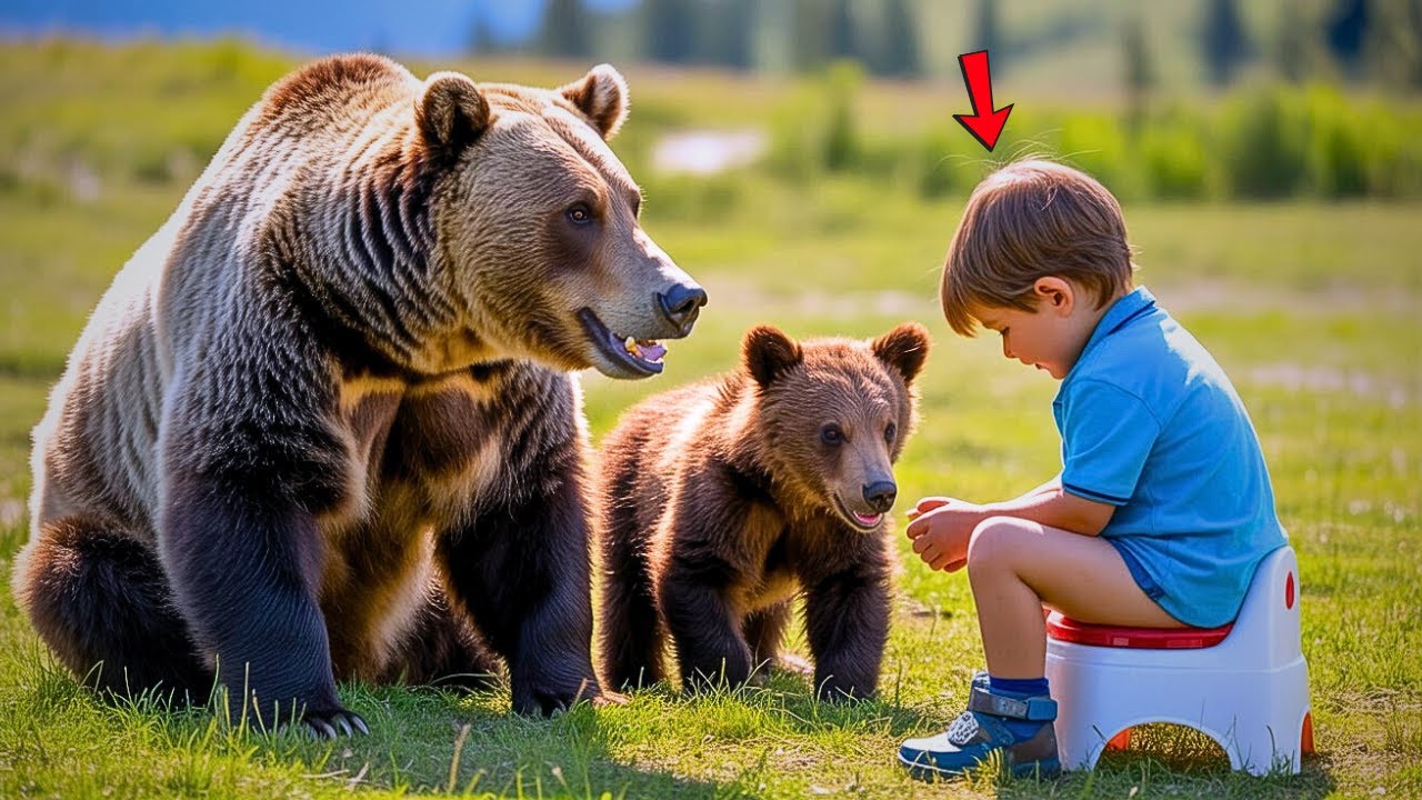 Bear Cub Learns Baby's Potty Training – They Master Life Skills Together