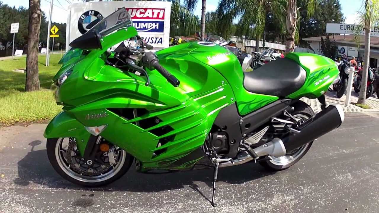 2012 Kawasaki ZX14 Green at Euro Cycles of Tampa Bay - YouTube