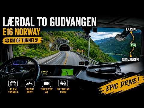 World's Longest Road Tunnel! | Lærdal to Gudvangen | E16 Norway | 4K Truck Driver POV