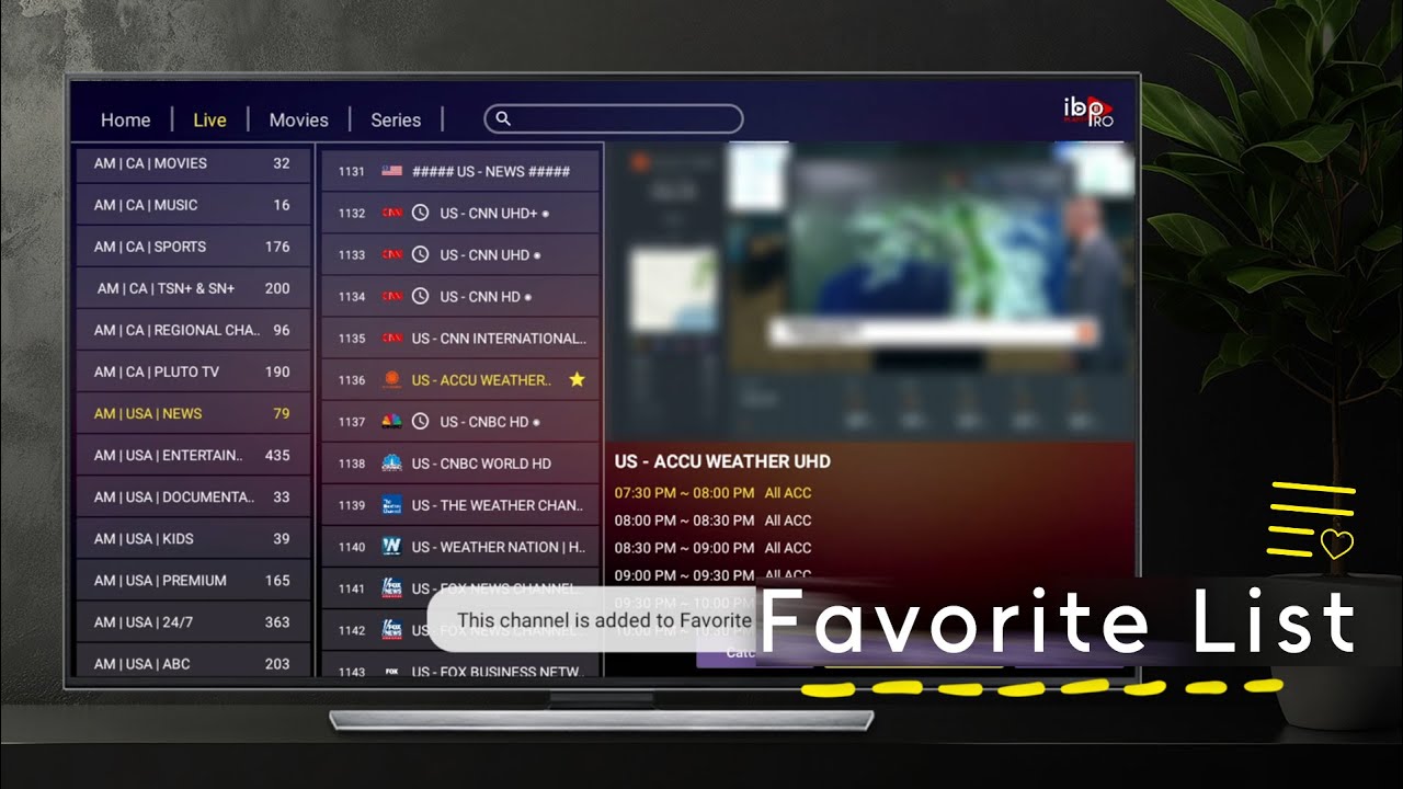 IBO Pro: Favorite Channels & Movies