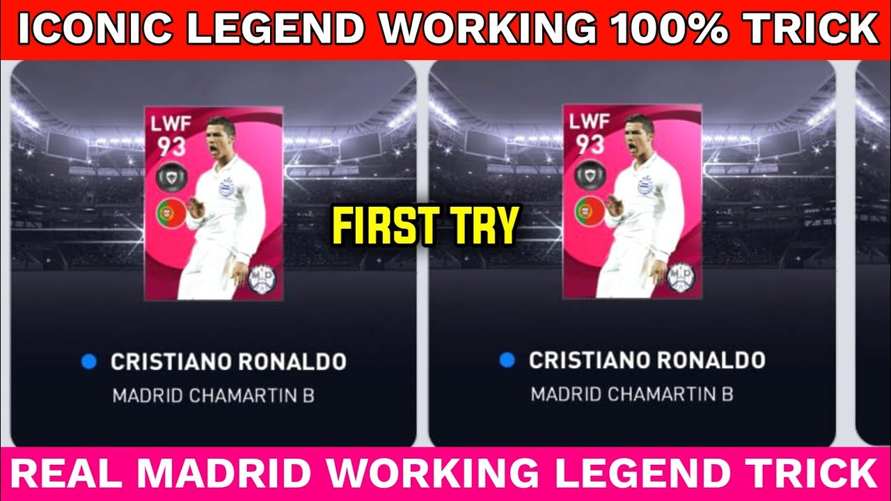 99.99% Working Trick to get Ronaldo in Iconic Legend Real Madrid, Madrid CHARMATIN Pes 2021 Mobile