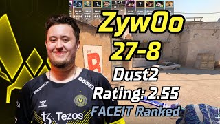 ZywOo (278) rating:2.55 (Dust2) | FACEIT Ranked | Apr 27, 2024 #cs2 #pov