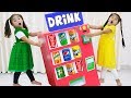 Suri & Annie Pretend Play with Giant Vending Machine Soda Dispenser