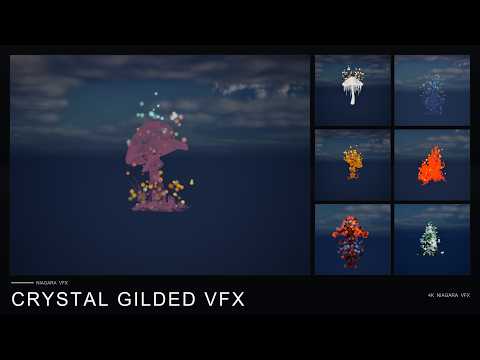 Crystal & Gilded VFX — Faceted Cubes and Golden Auras