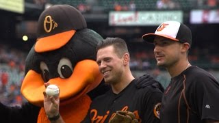 The Miz throws out the first pitch for the Balitmore Orioles