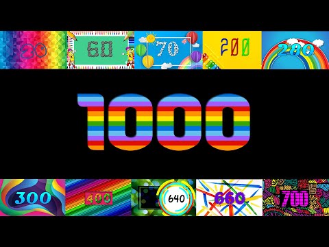 Numbers 1 to 1000 | Números de 1 a 1000 fontes coloridas | 1000 seconds 16:40 Minutes | 1から1000までの数字