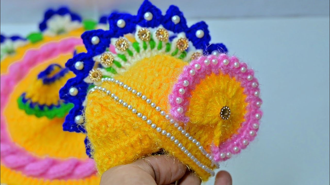 Laddu Gopal Pagdi / Mukut | Crochet Pagdi For Laddu Gopal || 7-8 No. || Winter Dress
