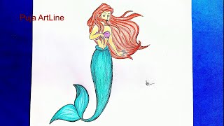 How to draw Little Mermaid Ariel 2/Princess Ariel/Jalpori/Disney Princess/step by step for beginner