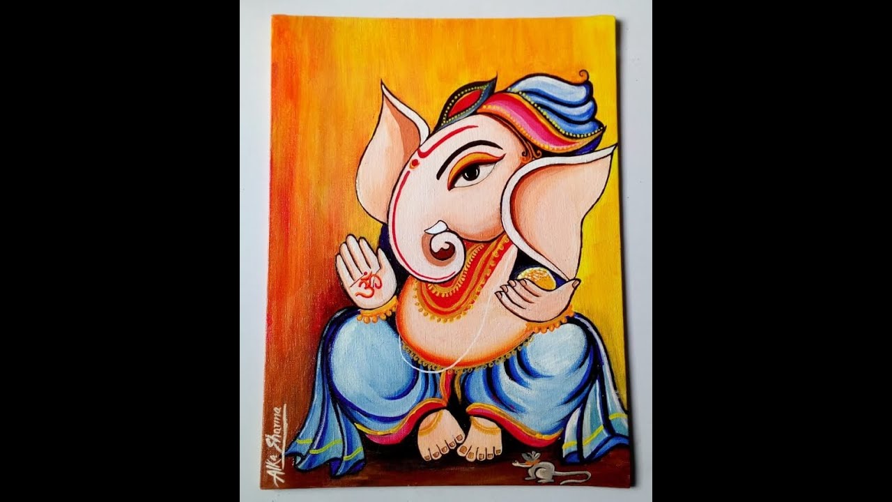 Ganesha painting on canvas | Ganesha wall art | Ganesha modern art