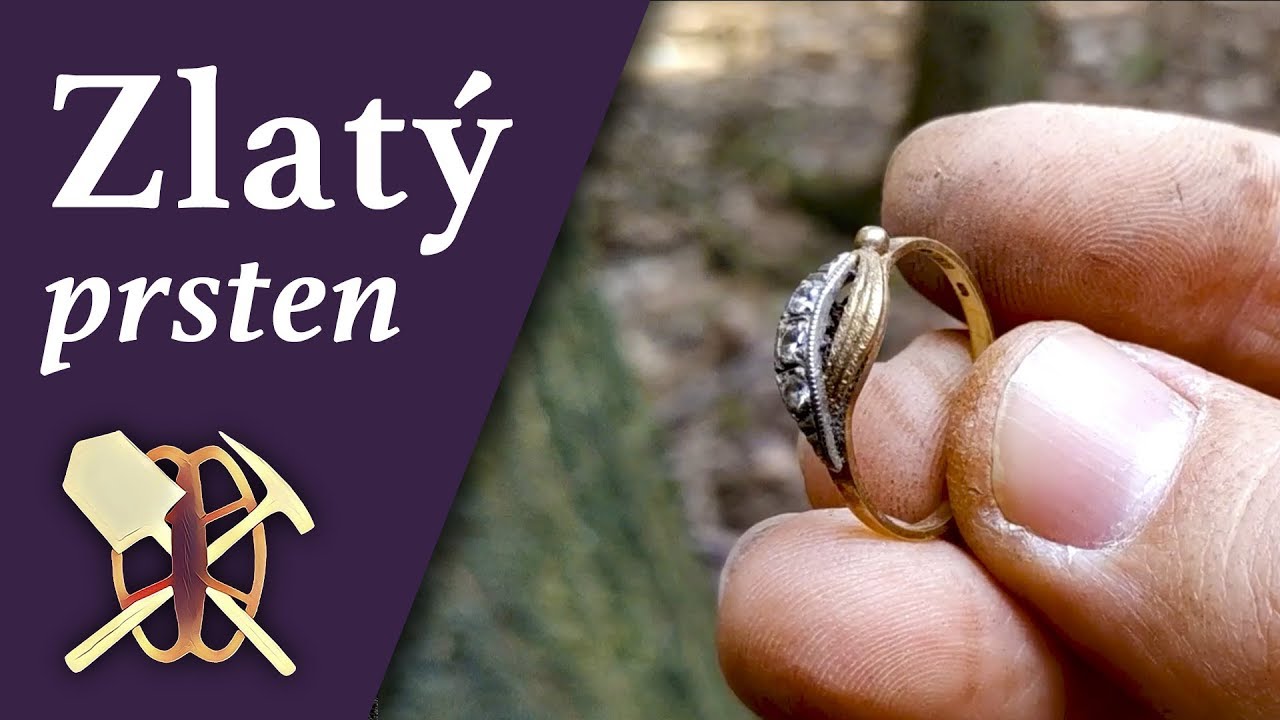 Zlatý prsten s diamanty nalezený detektorem kovů (video k 3000 odběrům)