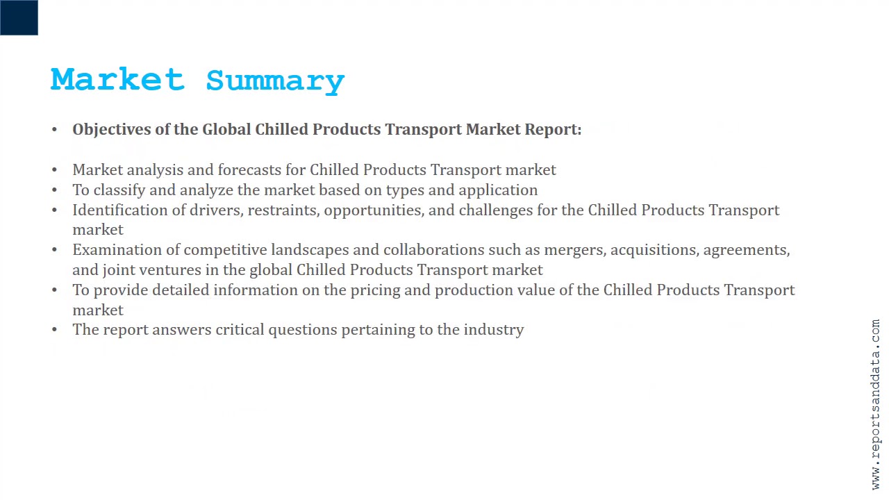 Chilled Products Transport Market By Reports And Data