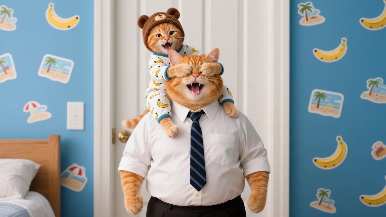 Ginger Kitten Secretly Renovates Papa Cat’s Dark Office After Seeing Him Work Late 🐱💡