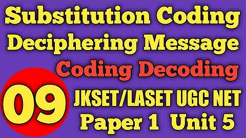 Substitution Coding, Deciphering Message: Coding Decoding Mathematical Reasoning JKSET UGC NET