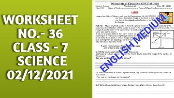 Class 7th SCIENCE worksheet no 36 (2/12/21) ENGLISH medium || sci worksheet  36 class 7 || Solution