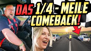 Thumbnail for NADINE & Marco auf ZEITENJAGD! - 1/4 Meile RENNEN Brilon - Wir lassen den 16V SCHREIEN!
