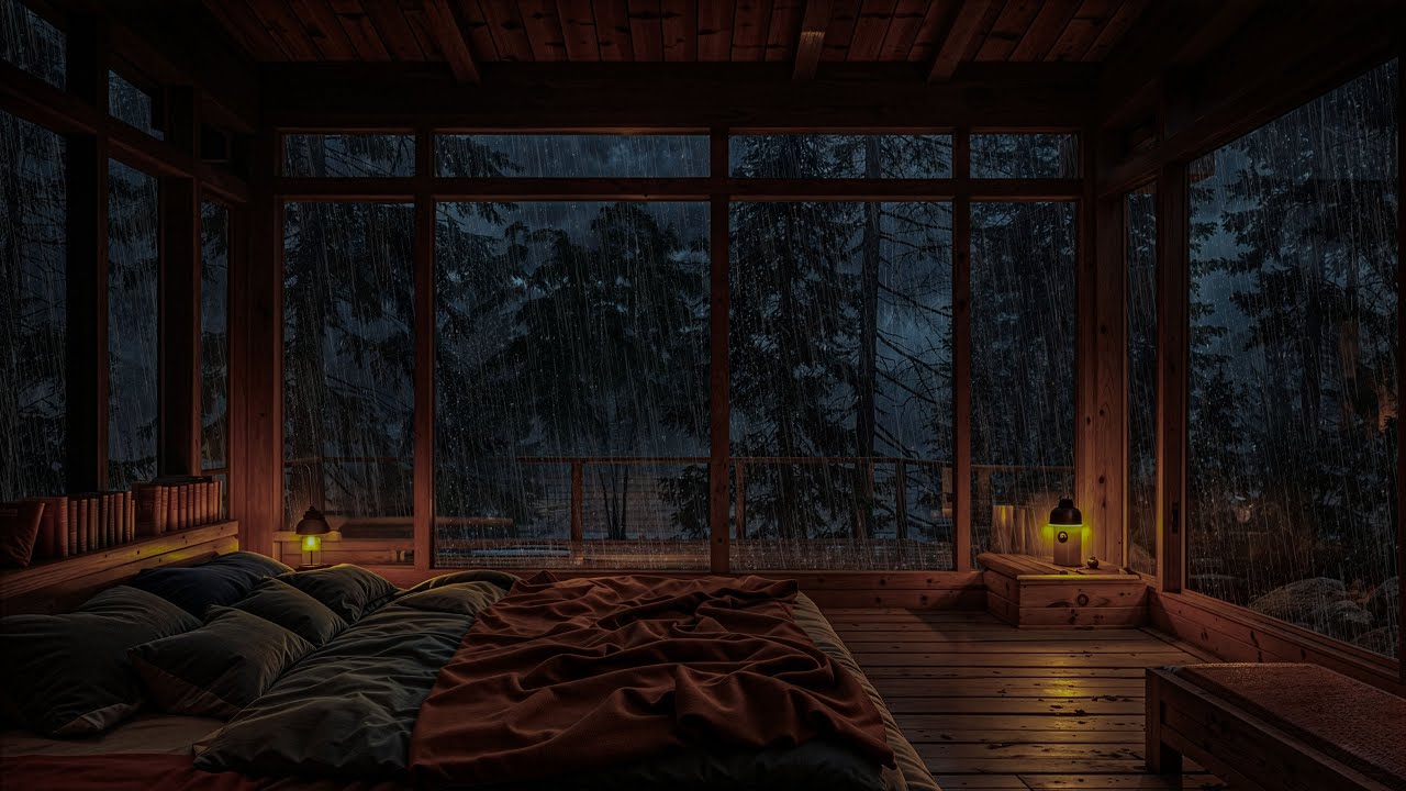 Успокаивающий дождь на крыше, чтобы заснуть за 15 минут Звук дождя в туманном лесу